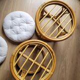 Pair of rattan poufs