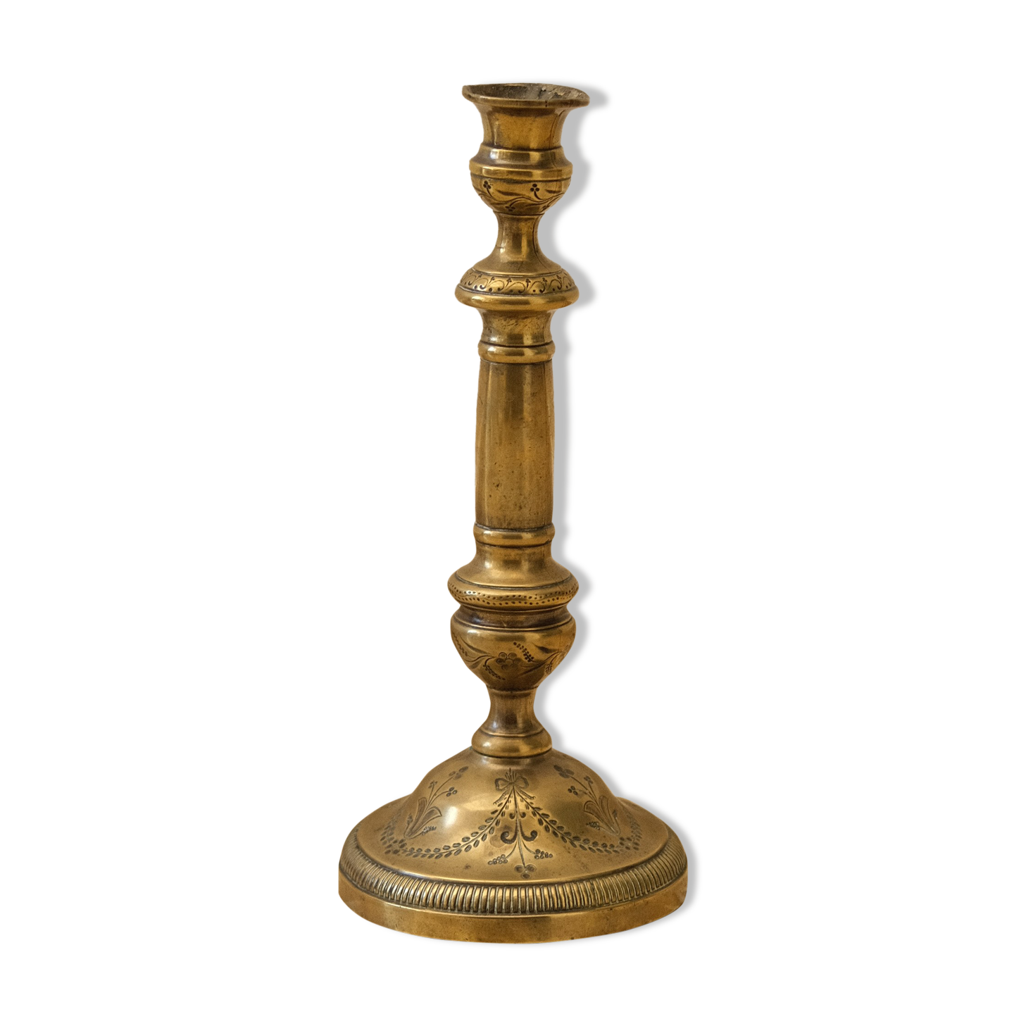 Flowery brass candle holder