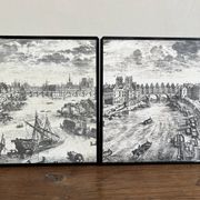 Bookends 1960 between Fornasetti's grey and Toile de Jouy views of Paris.