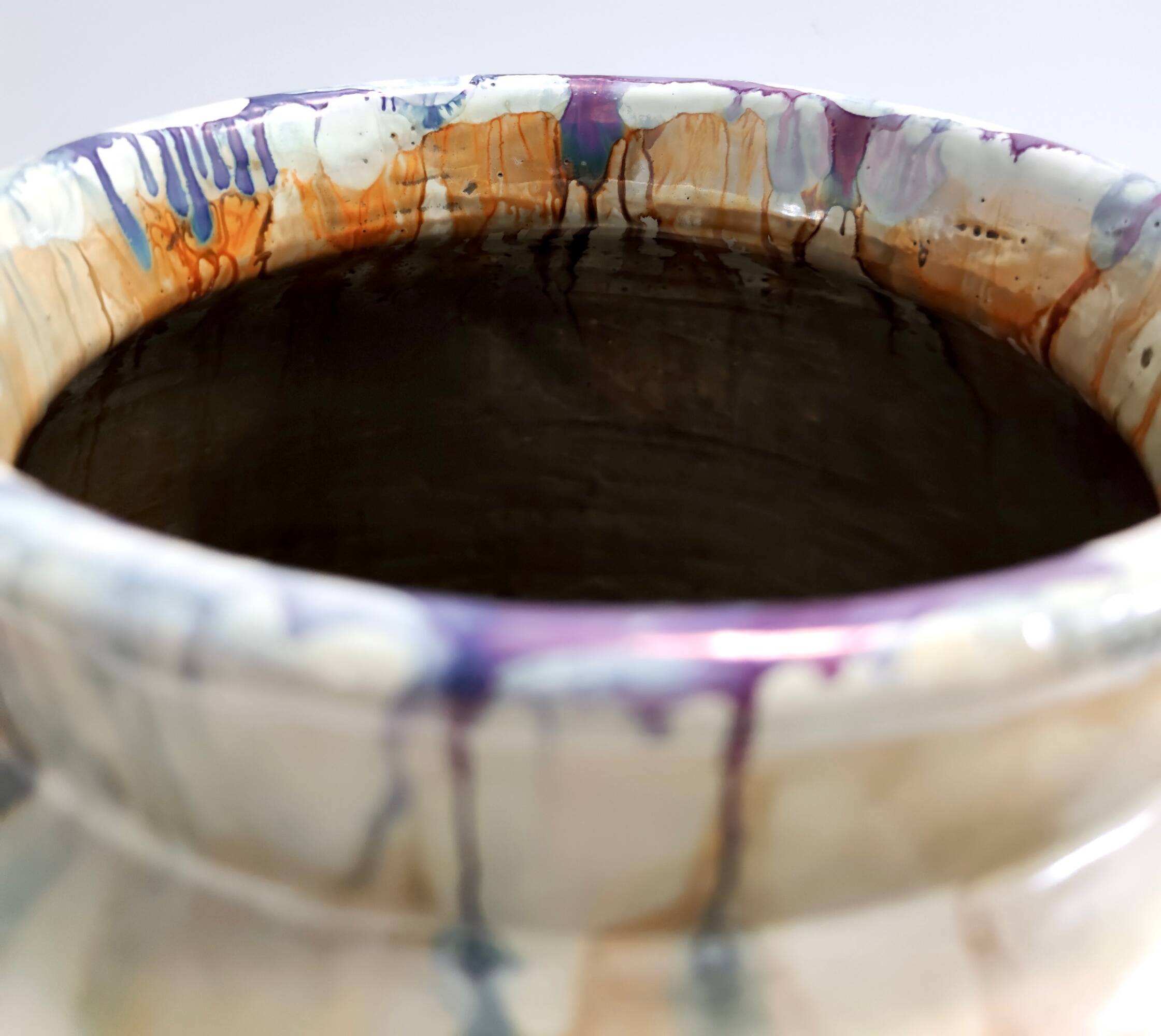 Orange and Beige Lacquered Earthenware Vase / Umbrella Stand by Pasquinucci