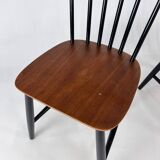 Set of 2 Mid Century Scandinavian Spindle Back Chairs, 1970s