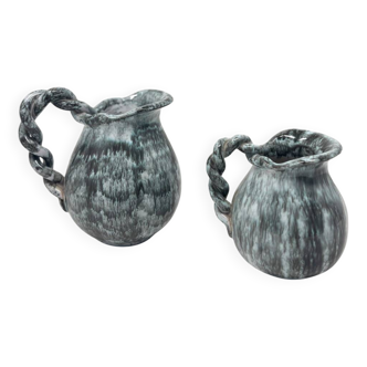 Set of 2 Alexandre art deco ceramic pitchers
