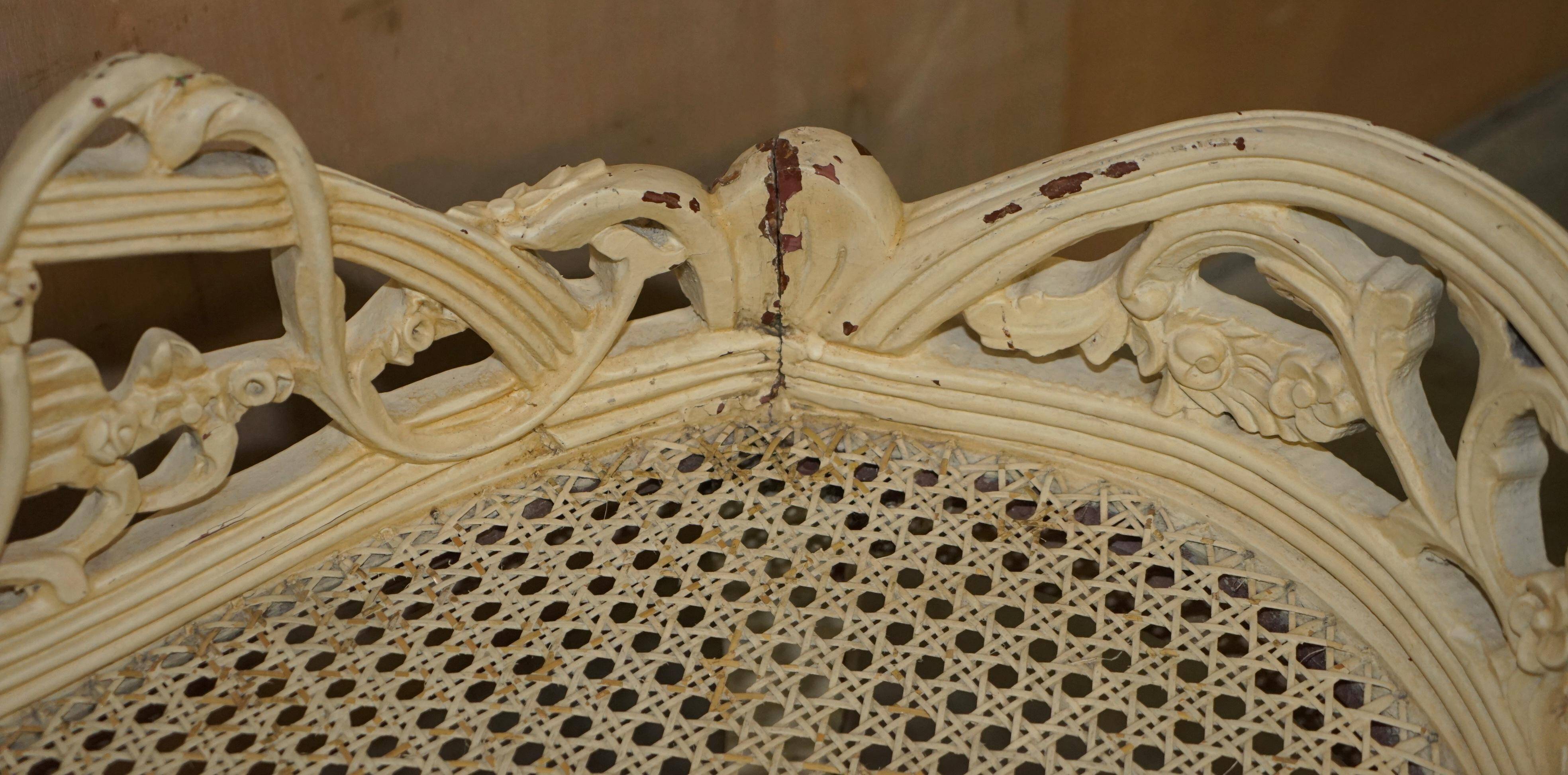 Antique French bergère window bench shabby chic