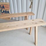 Set of 2 Scandinavian solid wood benches