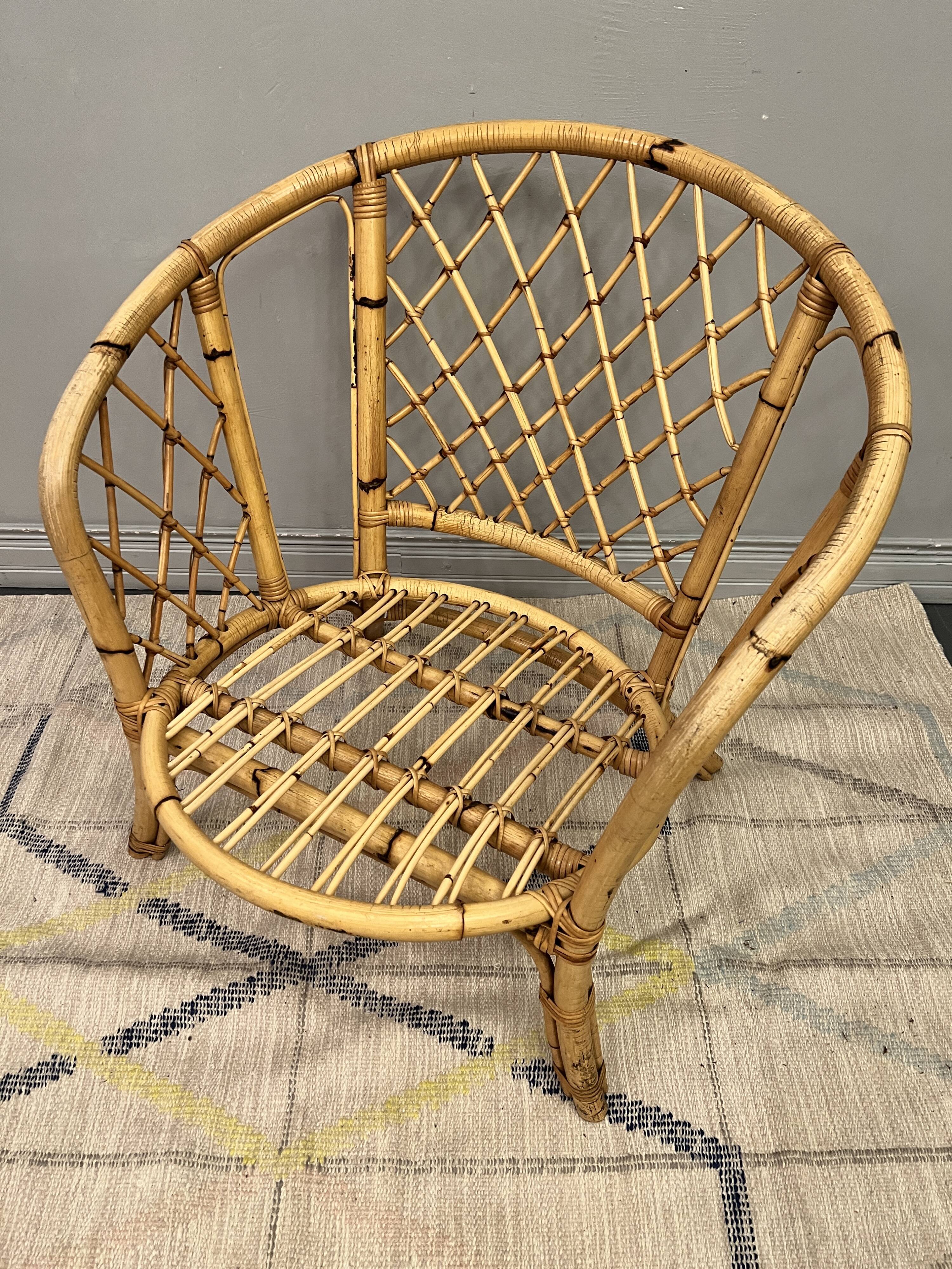 Trio of rattan armchairs