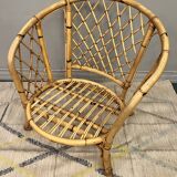 Trio of rattan armchairs