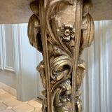 Carved wooden and marble console
