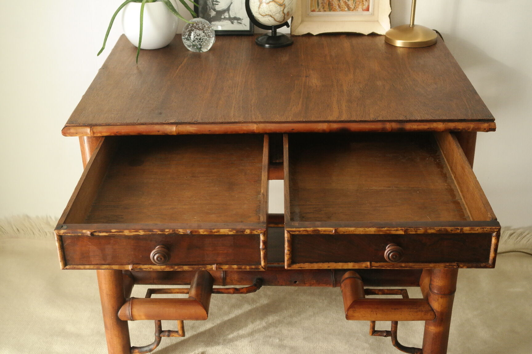 Old colonial style bamboo desk