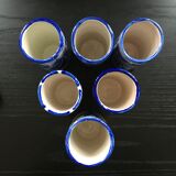 Lot 5 vases blue decoration signed