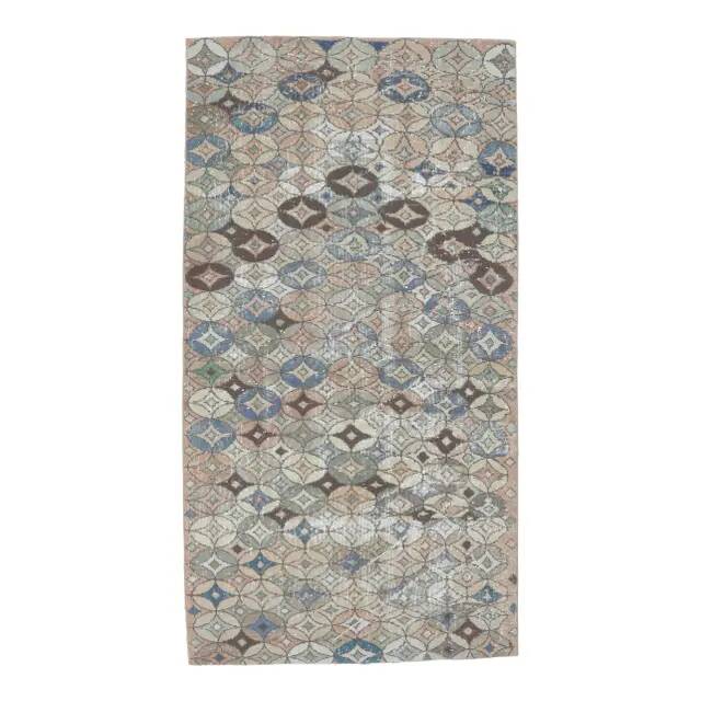 1970s Turkish Handwoven Wool Runner Rug 110x206
