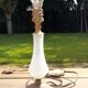Old small lamp to put foot opaque glass, golden metal base