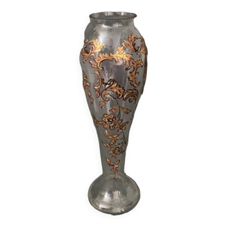 1900 soliflore vase in white glass enhanced with gilding early 20th century