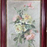 Paire d’huile sur toile « Bouquets de roses »