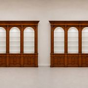 Monumental pair of apothecary bookshelves in oak, mid-19th century.