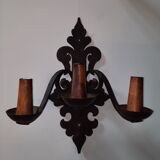 2 medieval-style wrought iron sconces