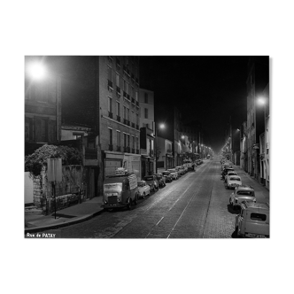 Tirage photographique encadré Paris en 1965 rue de Patay la nuit (Paris 13ème)