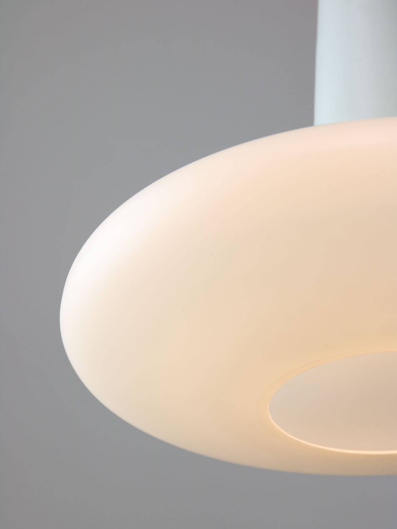 Mid-century italian brass and opaline hat pendant lamp