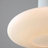 Mid-century italian brass and opaline hat pendant lamp