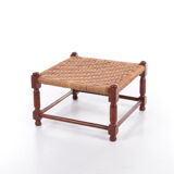Vintage Brutalist stool or footstool made of jute rope, 1960s