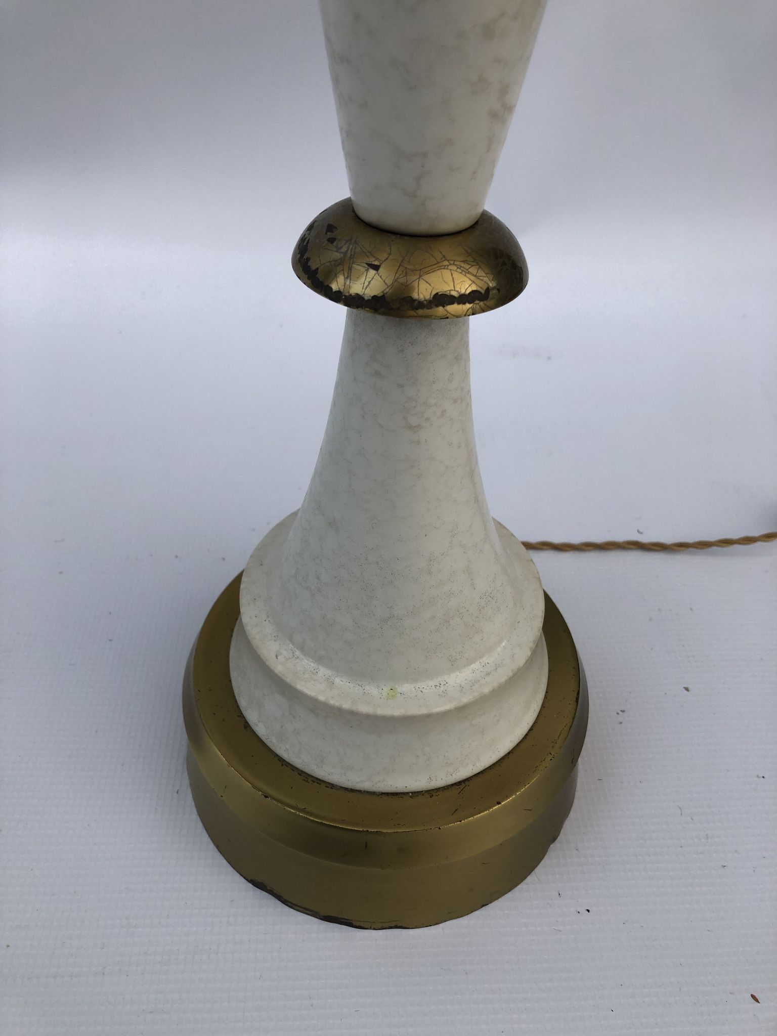 1960s laurel greek key ceramic brass table lamps hollywood regency neoclassical