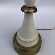 1960s laurel greek key ceramic brass table lamps hollywood regency neoclassical