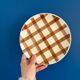 Set of 8 brown checkered plates Moulin des Loups tablecloth