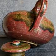 Théière de potier en grès émaillé vintage