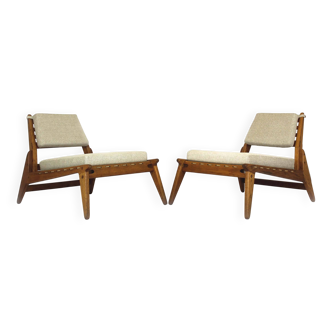 Restored Mid-Century Scandinavian Hunting Chairs by Kristiansson, 1950s