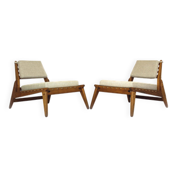 Restored Mid-Century Scandinavian Hunting Chairs by Kristiansson, 1950s