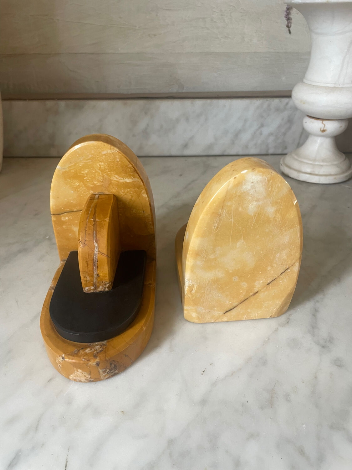 Pair of Art Deco marble bookends