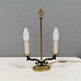 Very old Danish table lamp in brass and metal. 1930-1950s
