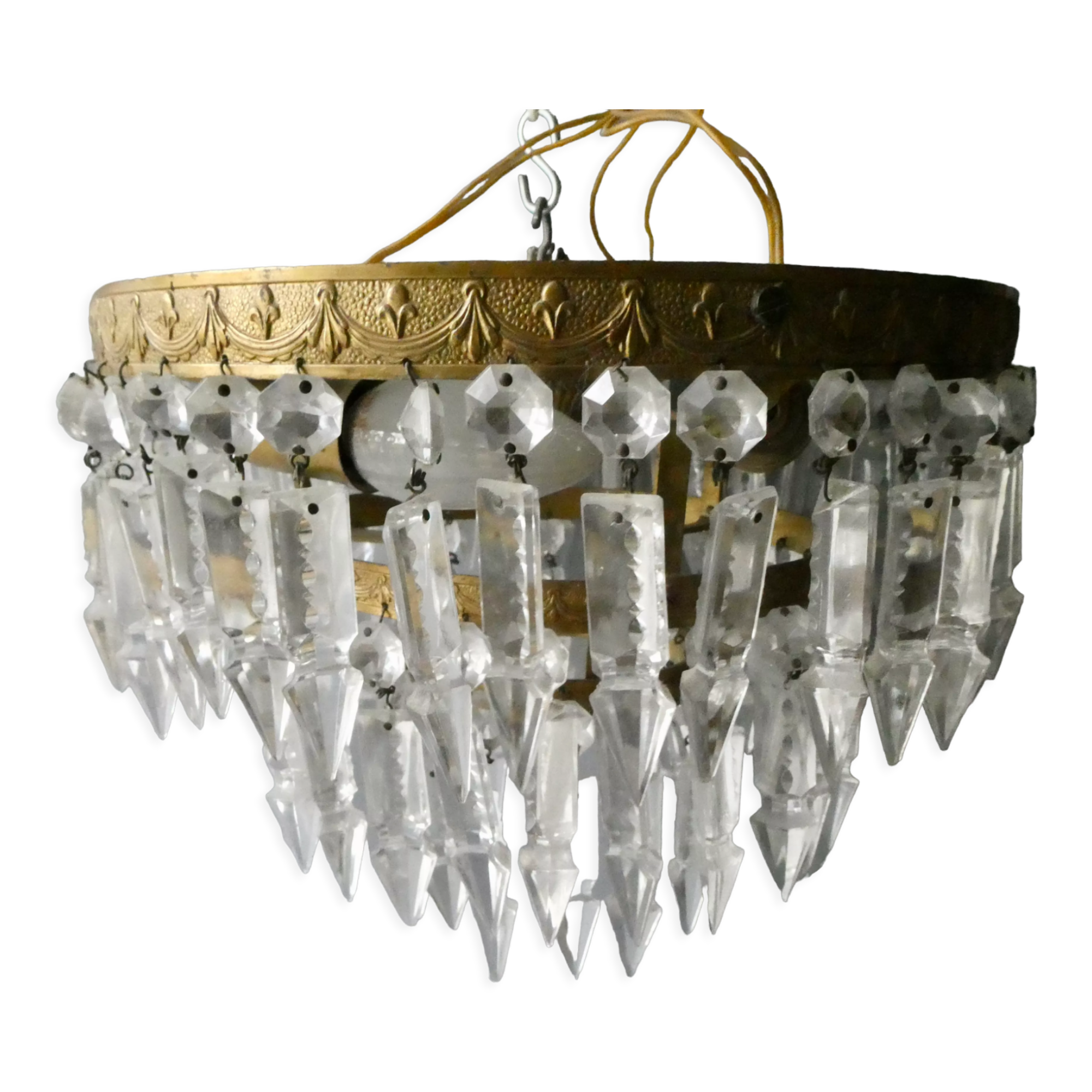 Luster with tassels and brass of the 60s-70s