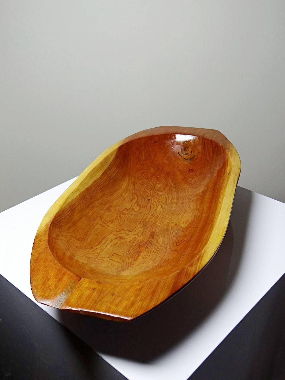 Large vintage Moroccan wooden dish, bowl, or hollow