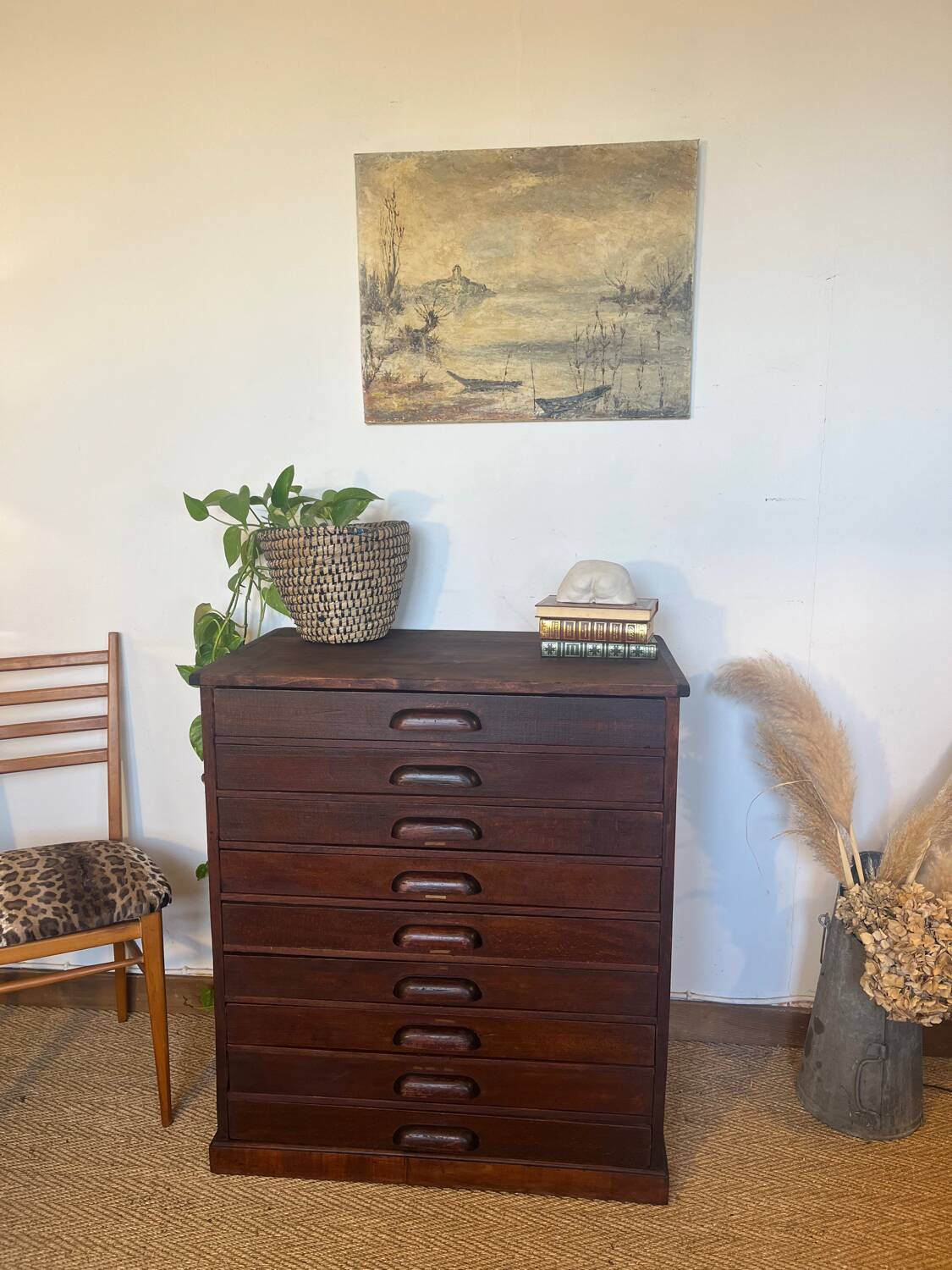 Vintage wooden architect's professional furniture