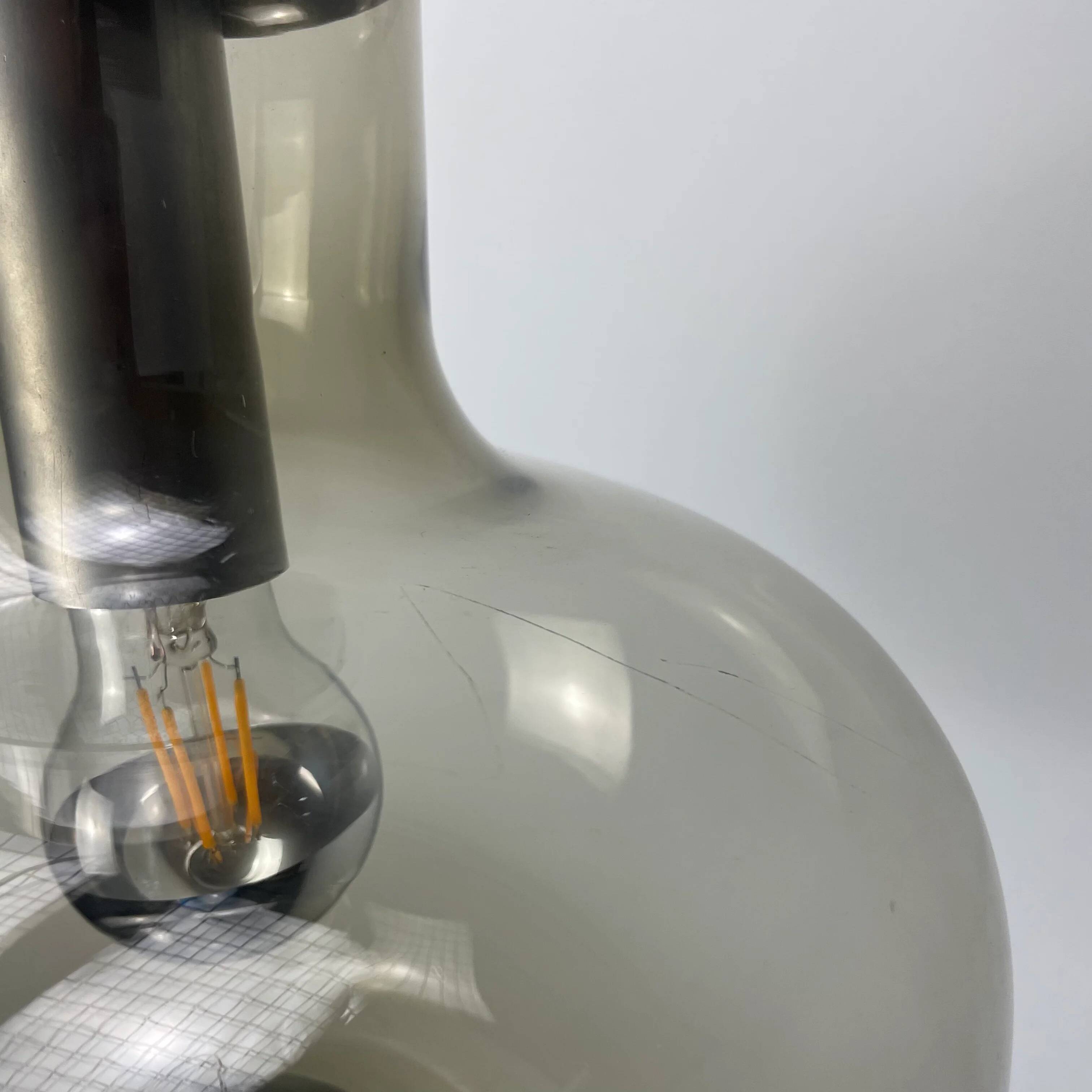 Smoked glass pendant lamp by Nettelhoff Leuchten 1970