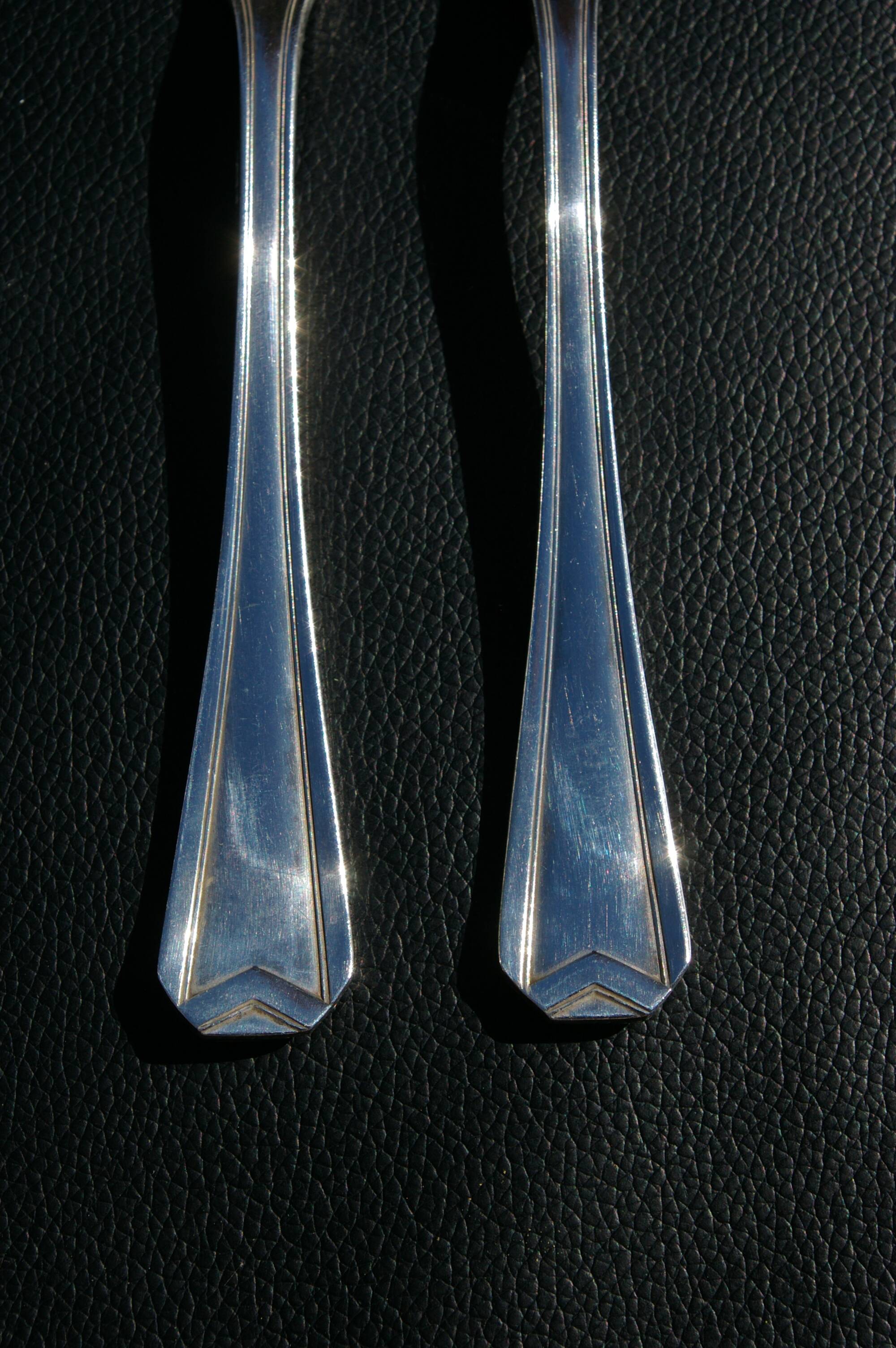 12 CHRISTOFLE Fish Cutlery Sets, CHEVRONS Art Deco model