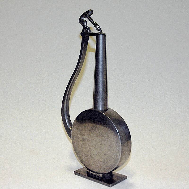 Pewter jug with a faun lid top by GAB Tenn, Sweden 1933