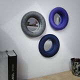 Round navy mirror