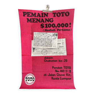 Original 1969 malaysia lottery gambling toto lotto advertising campaign