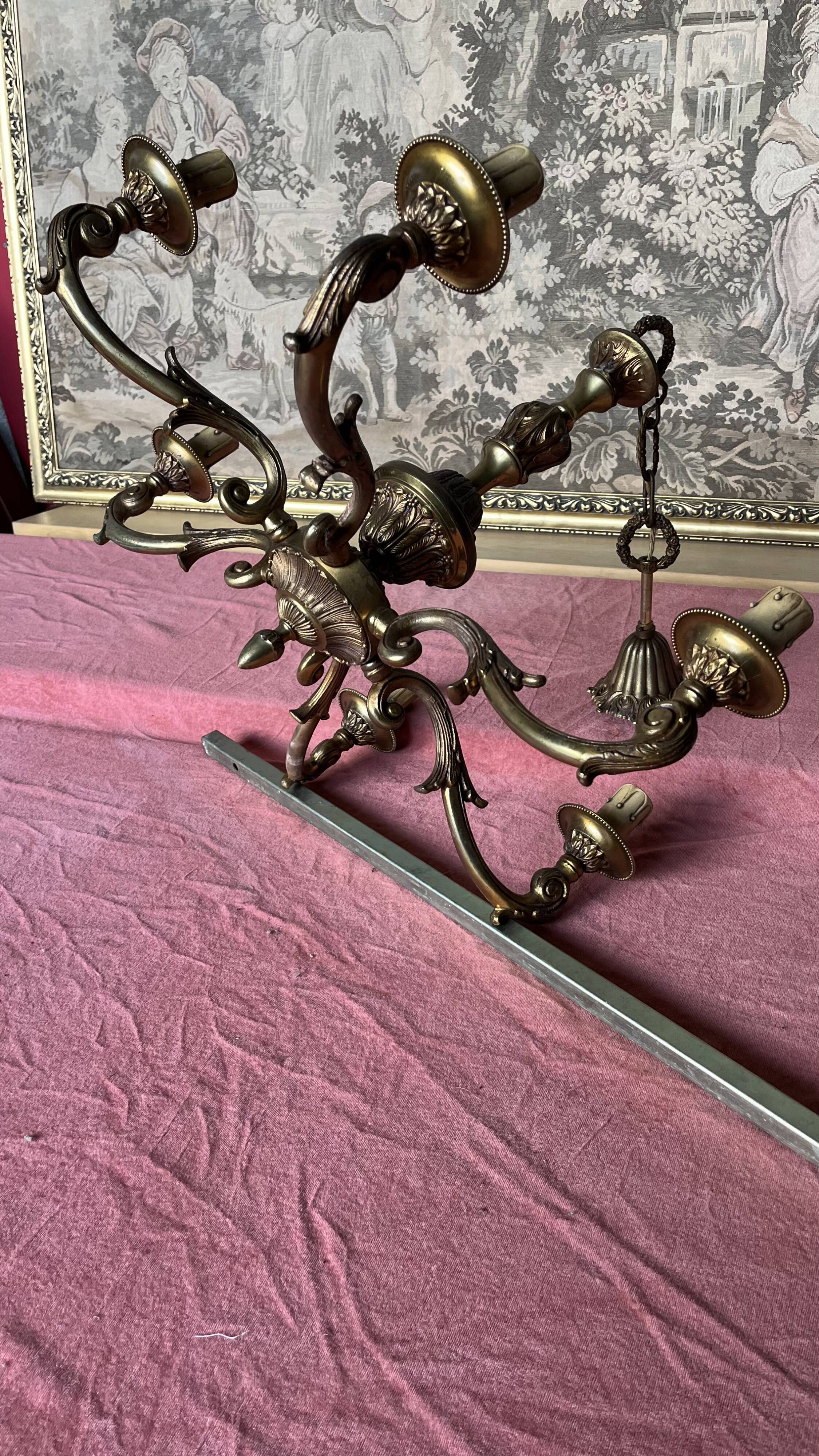 Gilded bronze chandelier 6 candles