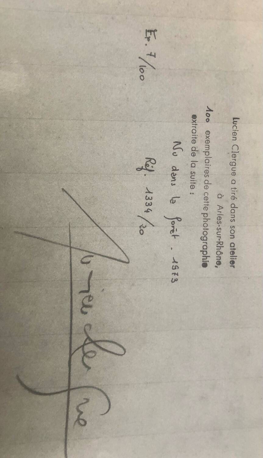 Lucien Clergue (1934-2014) - Nude in the forest 1973 Original Numbered Print