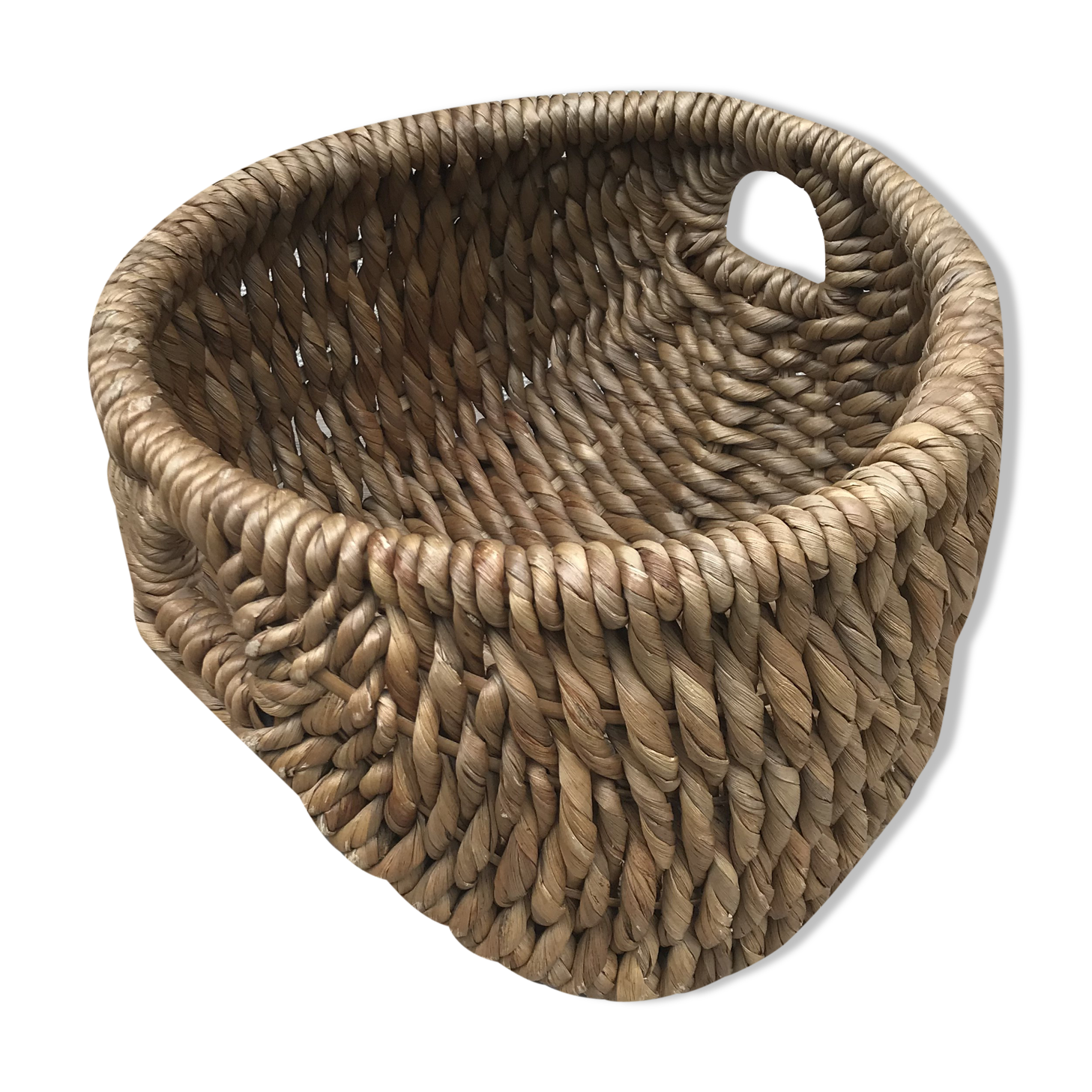 Basket trash of the 60s in braided rattan with handles