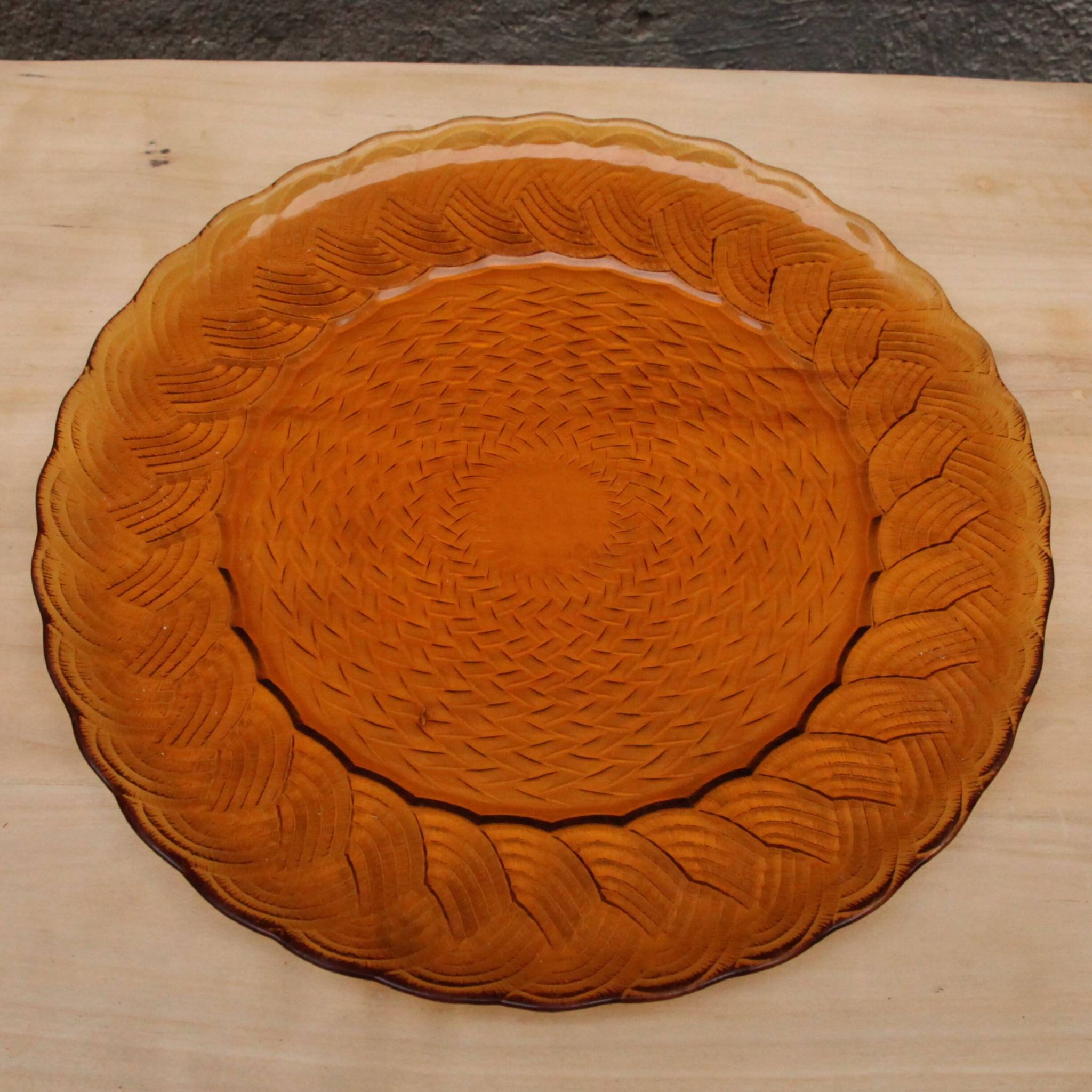 Plat à gâteau en verre orangé