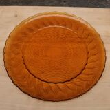Plat à gâteau en verre orangé