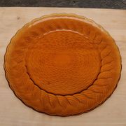 Plat à gâteau en verre orangé