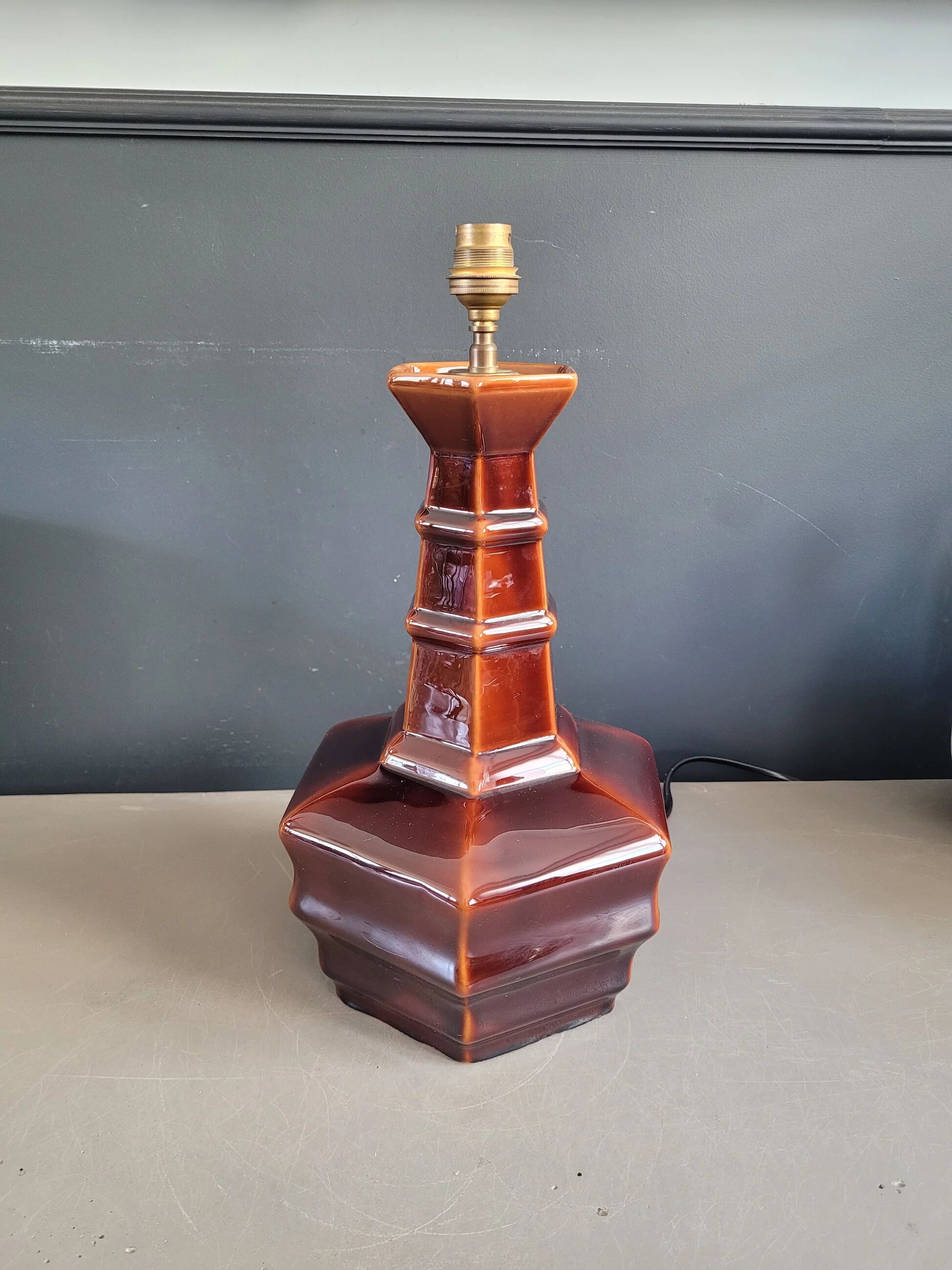 Vintage brown ceramic lamp base
