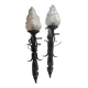 Pair of steel and glass torchieres circa 1950