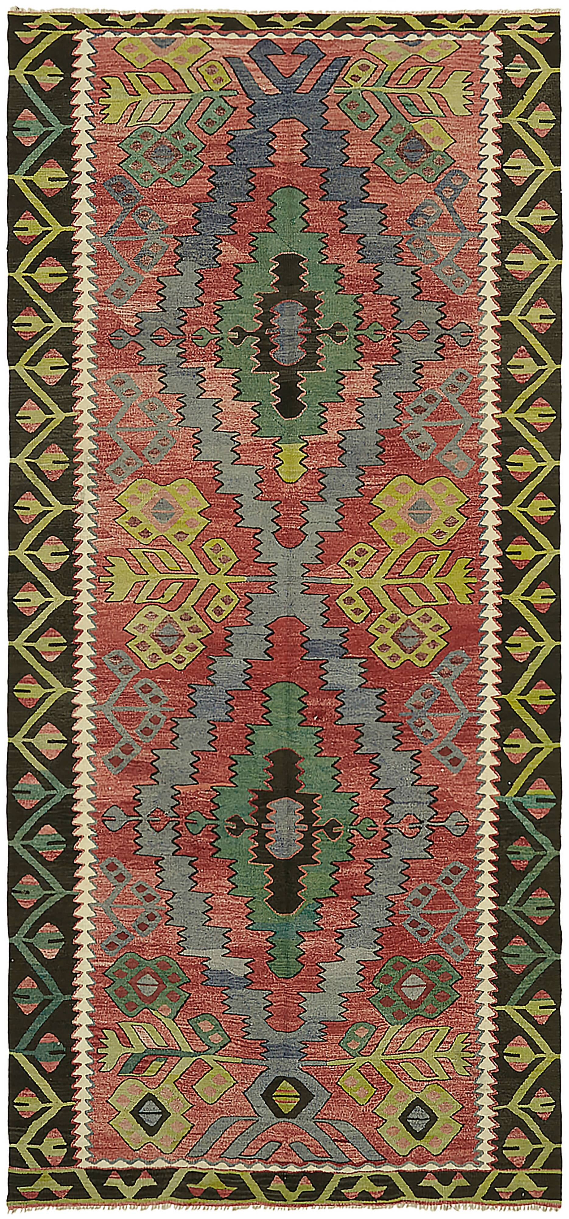 Turkish Handmade Vintage Anatolian Kilim 143 cm x 300 cm