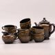 Coffee or tea service Sarreguemines Rockingham black and gold - 26 pieces