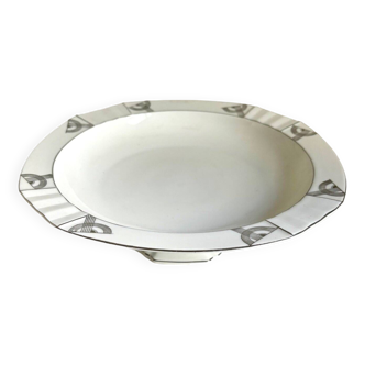 White and silver porcelain compote bowl, “Casablanca” service